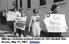 White Millsaps students marching in protest of death of JSU student Ben Brown