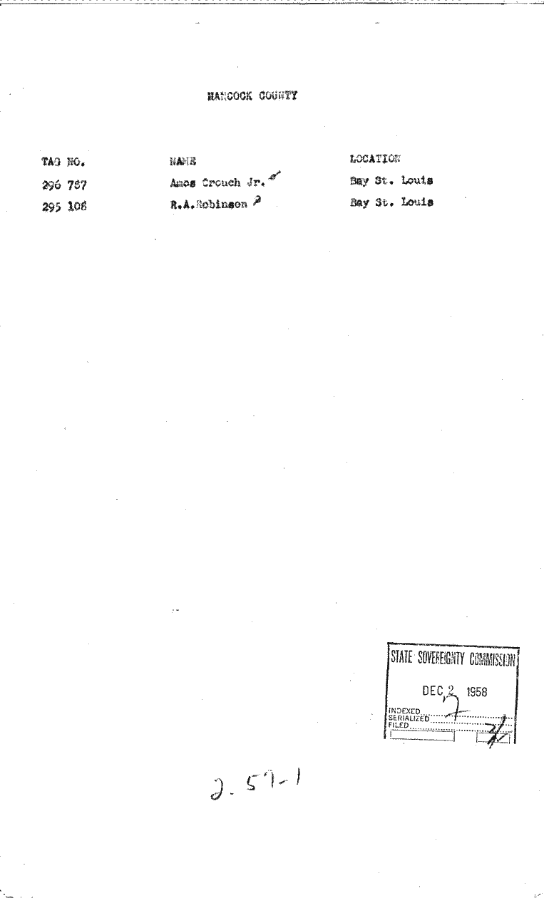 SCR ID # 2-57-0-1-1-1-1