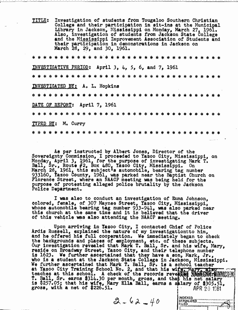 SCR ID # 2-62-1-40-1-1-1