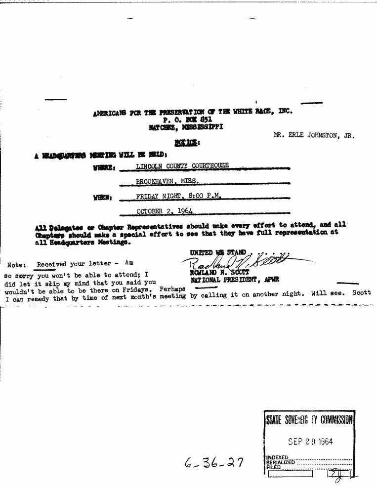 SCR ID # 6-36-0-27-1-1-1