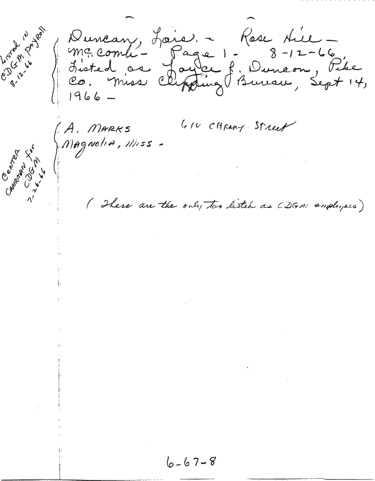 SCR ID # 6-67-0-8-1-1-1