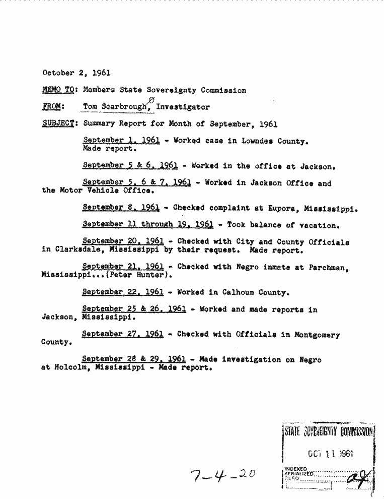 SCR ID # 7-4-0-43-1-1-1